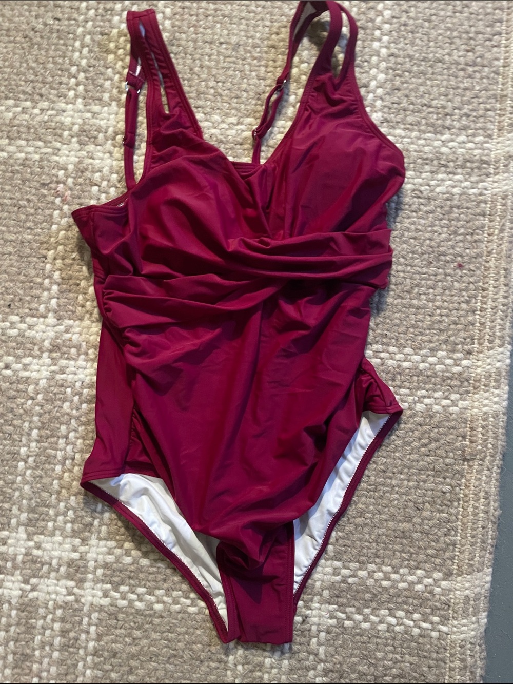 Sleek Ruched One-Piece Swimsuit in Wine